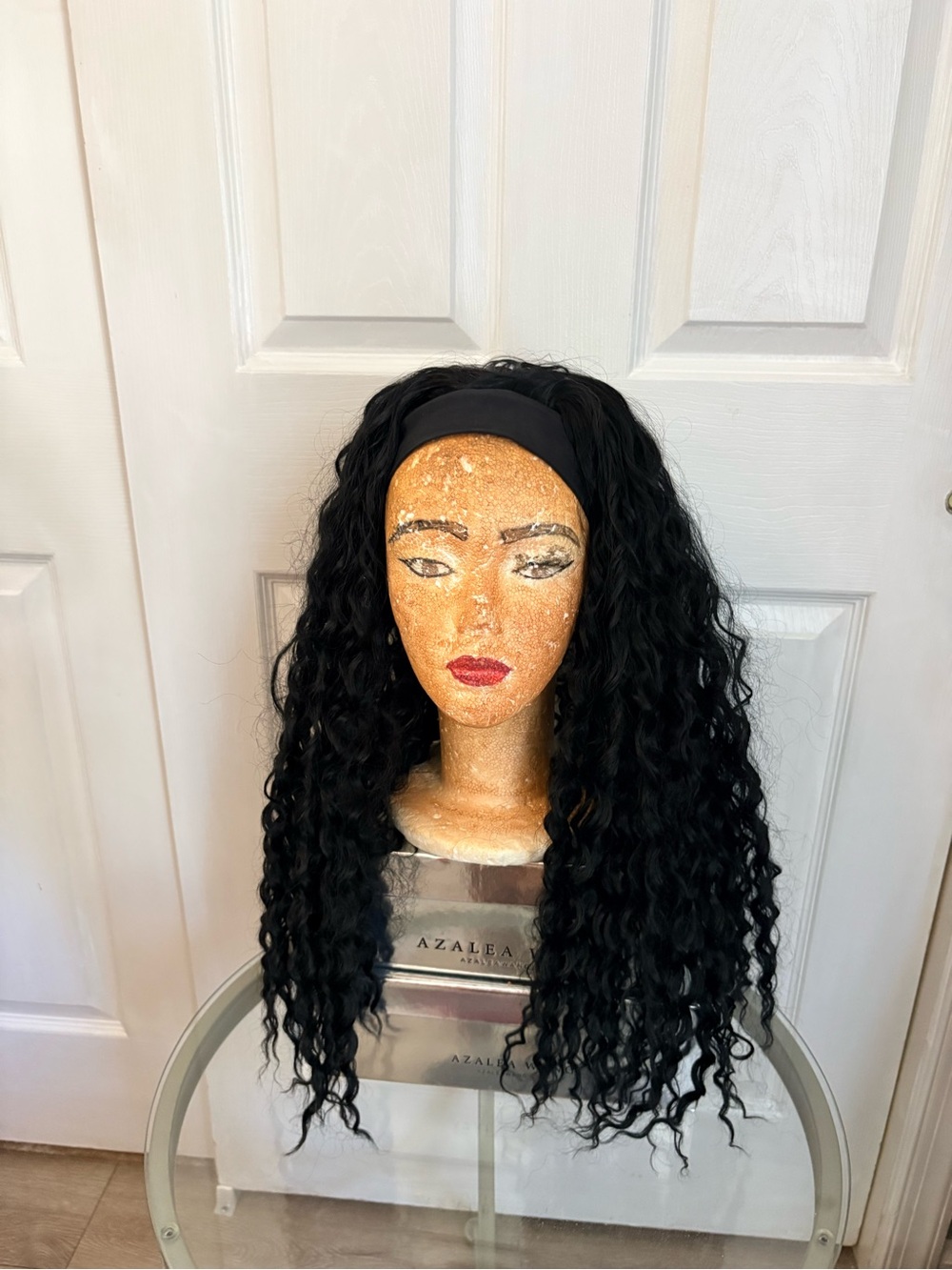 Black Long Curly Headband Wig with Soft Band